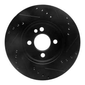 Mini Cooper Brake Rotor (1) - Front Left - R1 Concepts - Drilled & Slotted - Black - `02-`08